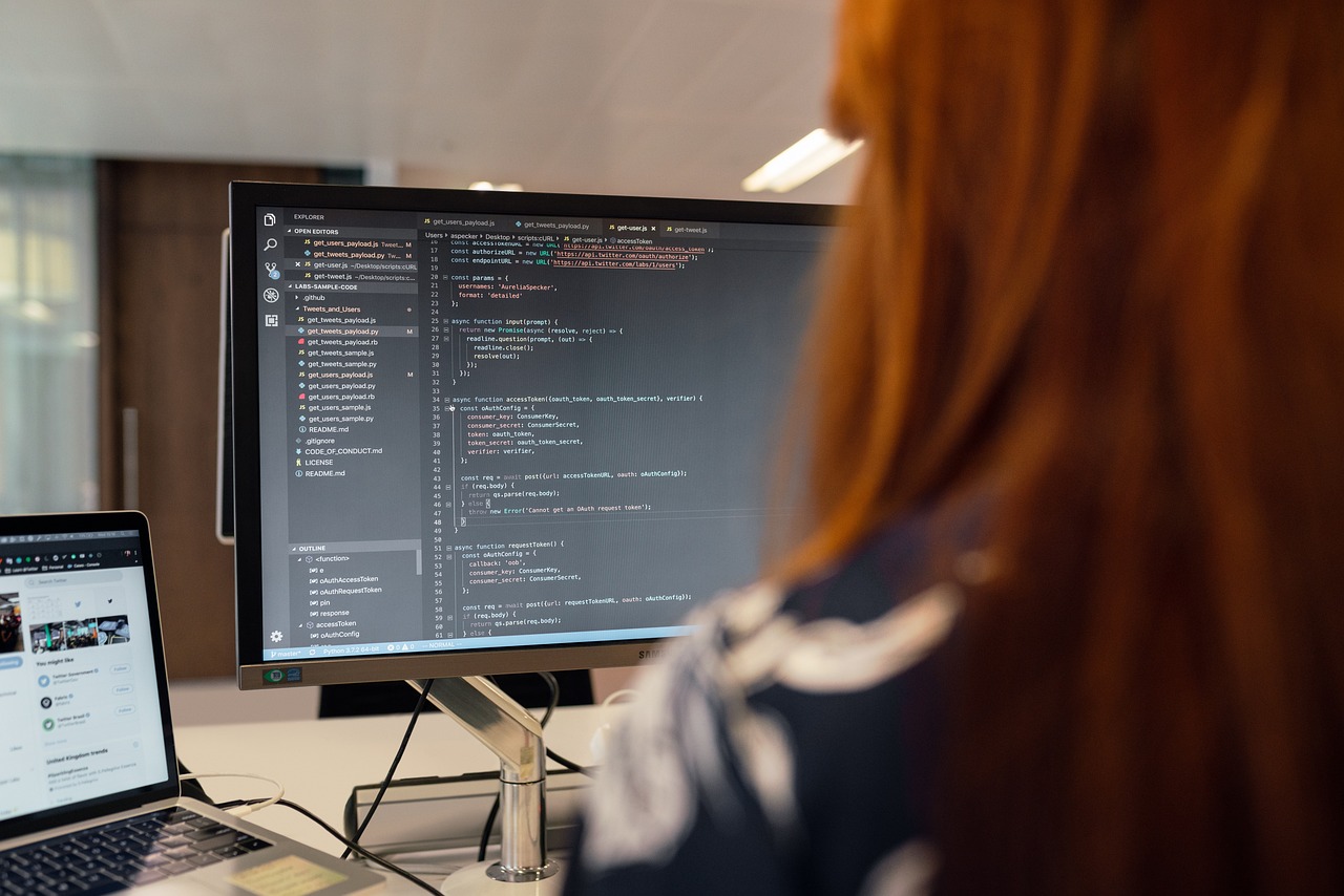Developer working on website code